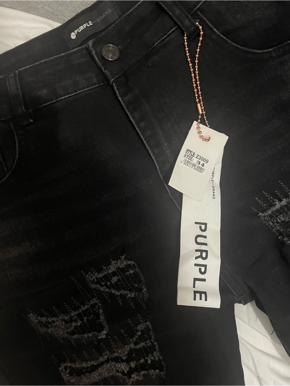 Black Purple  Distressed Jean shorts sized 36